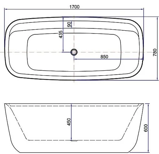 Ванна акриловая отдельностоящая Aquanet Family Fine 170x78 Matt Finish белый матовый 95778-MW