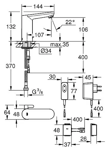 Смеситель для раковины Grohe Eurosmart Cosmopolitan хром 36325001