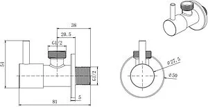Кран шаровый угловой ½"н x ½"н хром Aquatek AQ2450CR Кран шаровый угловой ½"н x ½"н хром Aquatek AQ2450CR, 2